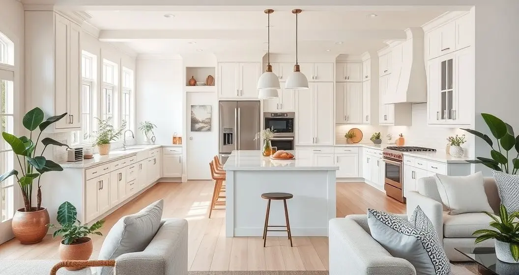 Cozinha americana com sala simples