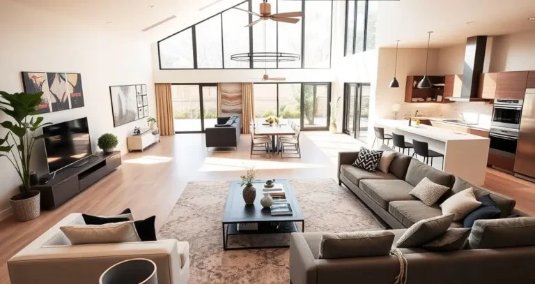 sala integrada com cozinha