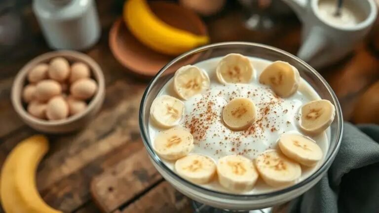 Sobremesa de banana com creme
