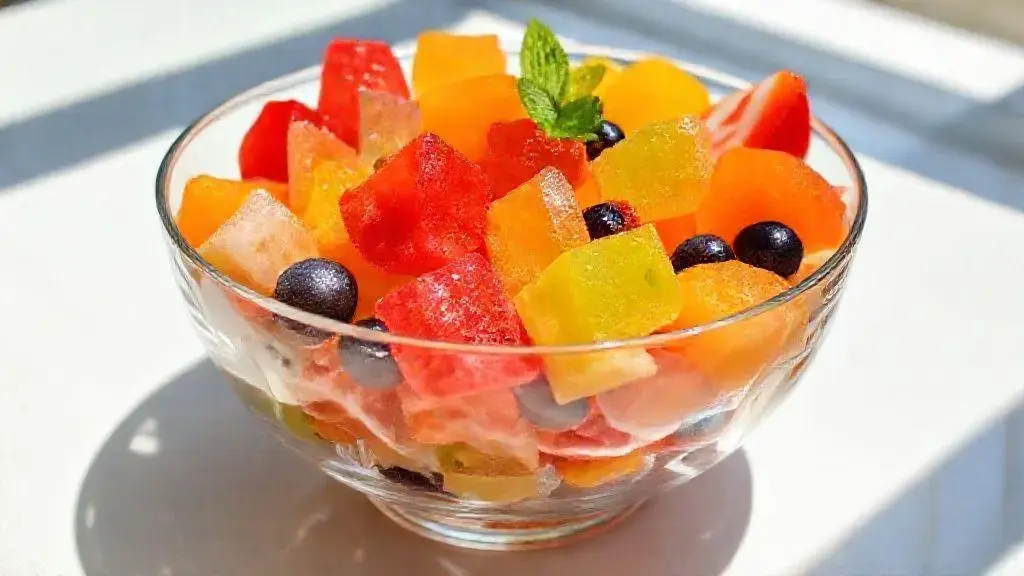 Sobremesa de frutas com gelatina