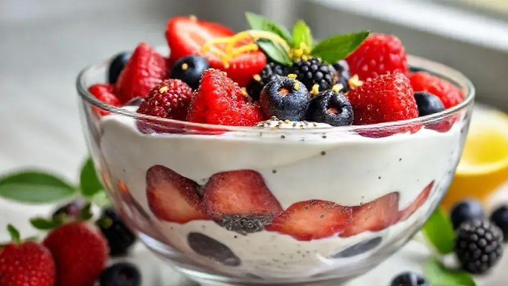 Sobremesa de frutas vermelhas