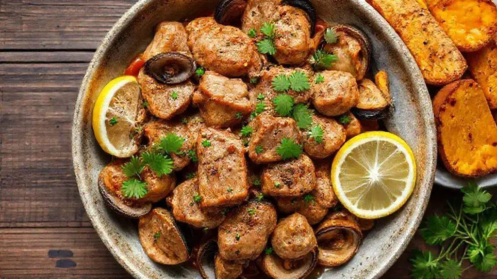 Carne de porco à alentejana