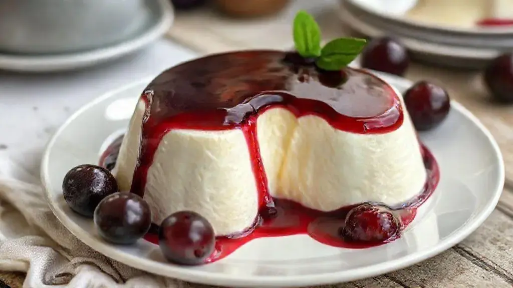 Manjar branco com calda de ameixa