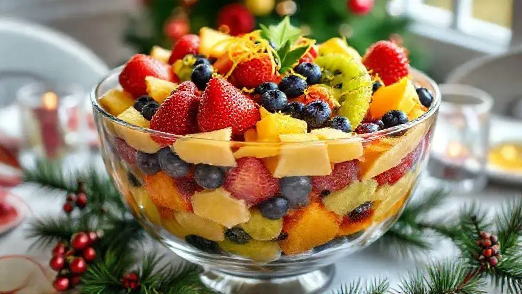 Sobremesa de frutas para o natal