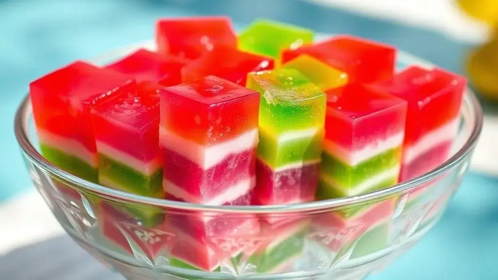 Sobremesa de gelatina colorida