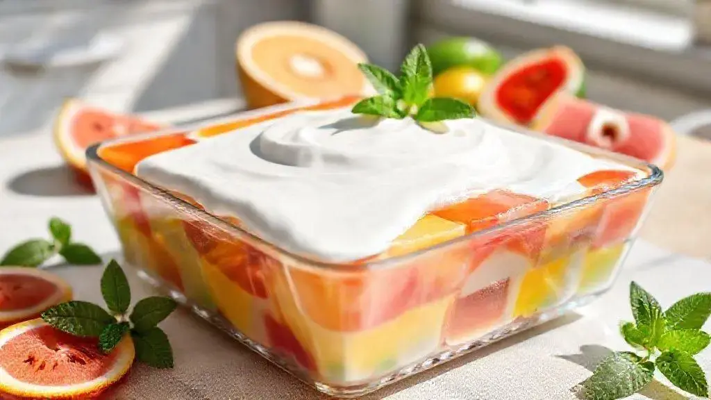 Sobremesa de gelatina com creme de leite