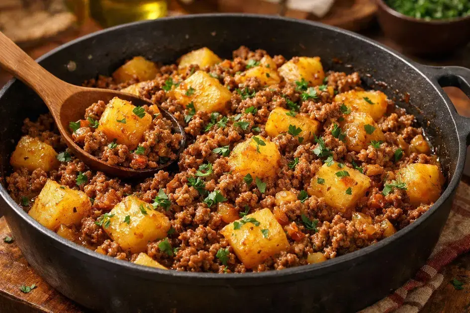 Carne moída com batata