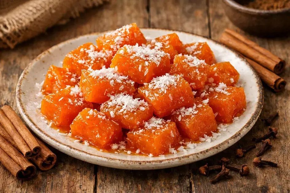 Doce de abóbora em pedaços