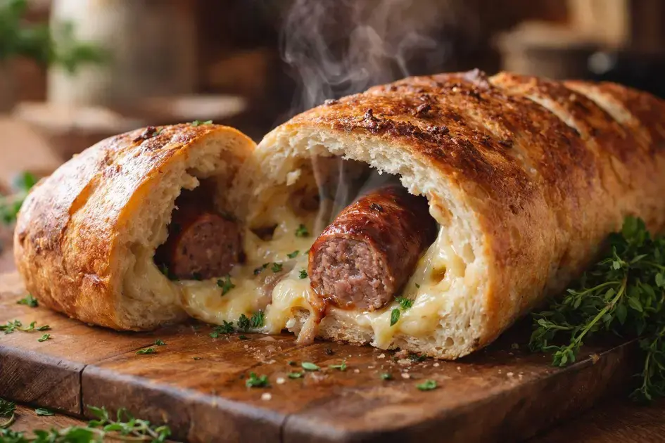 Pão recheado com linguiça