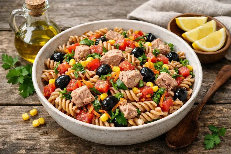 salada de macarrão com atum