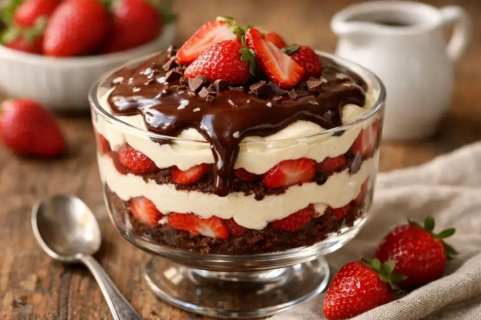 sobremesa de morango com chocolate