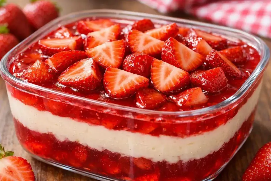 Sobremesa de morango com gelatina