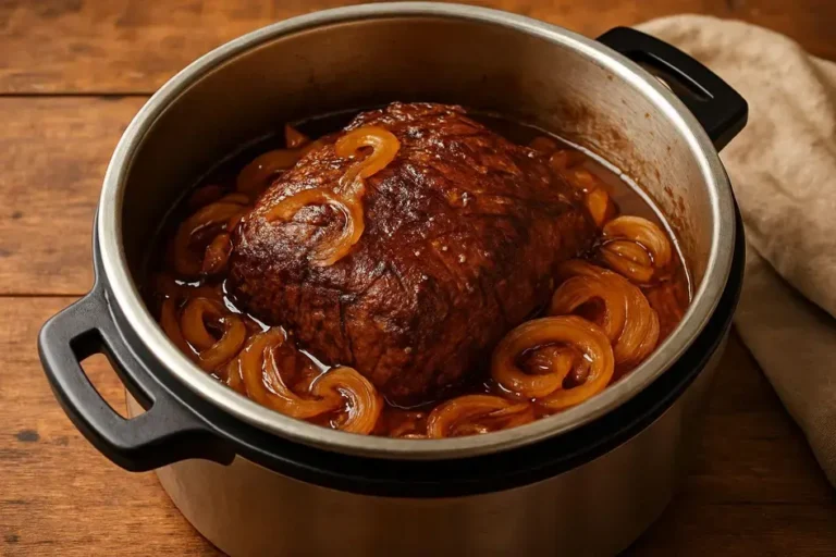 carne assada na panela de pressão com cebola