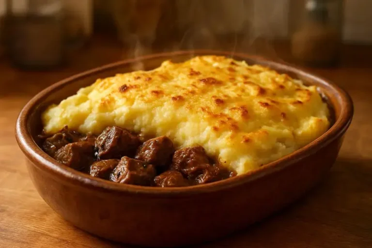 Carne com creme de batata