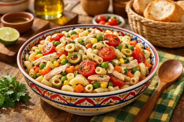 salada de macarrão com frango