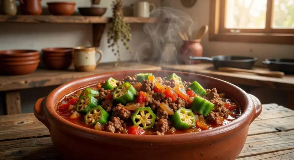 Carne moída com quiabo