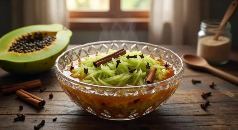 Doce de mamão verde ralado com casca