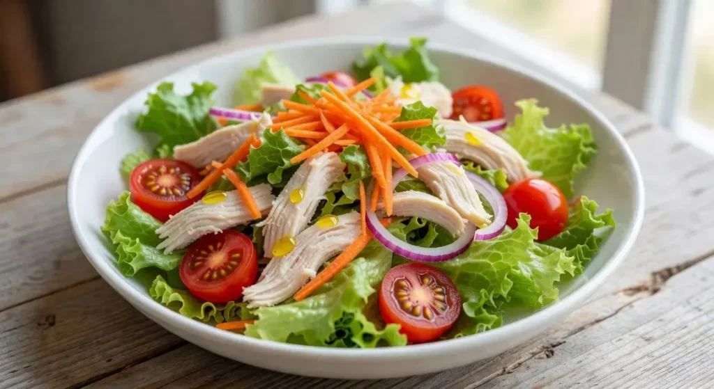 Salada com frango desfiado