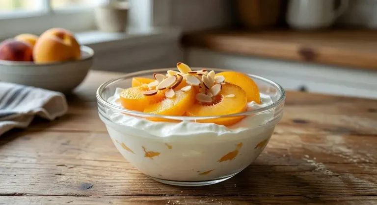 sobremesa de pêssego em calda