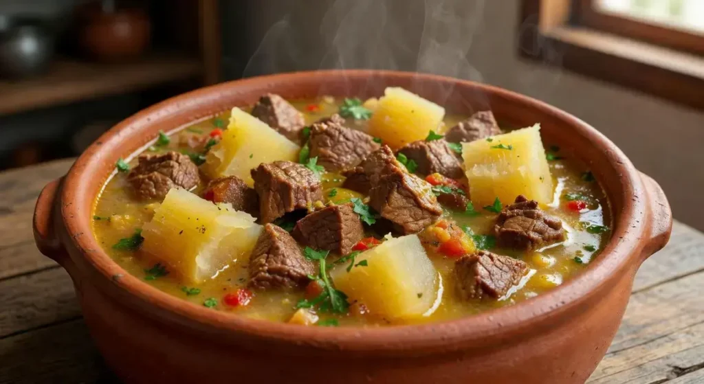 Carne com mandioca